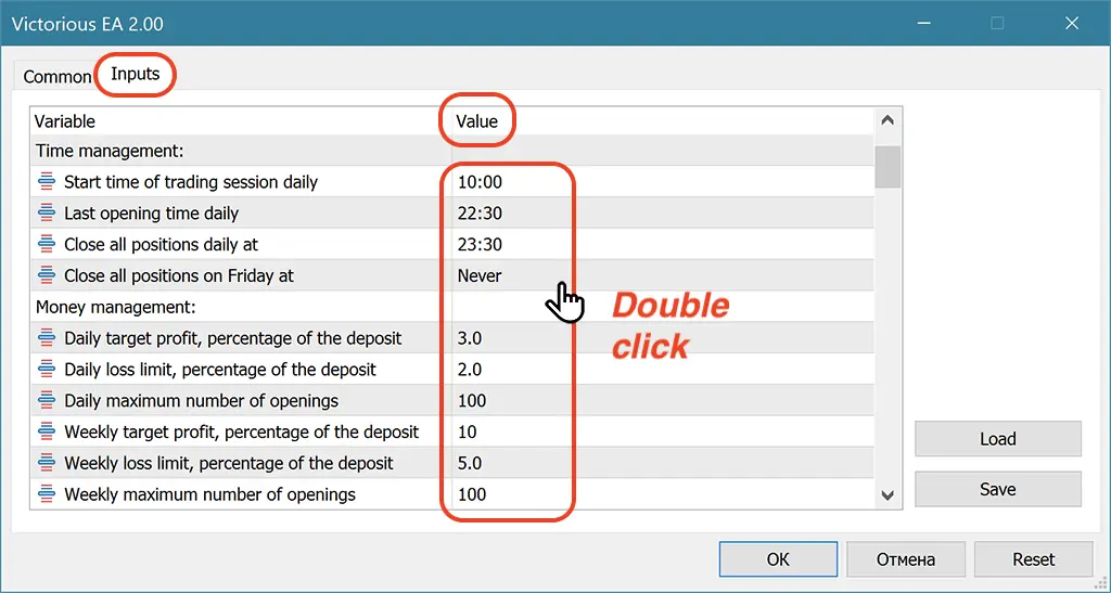 Trading robots manuals where settings Trade